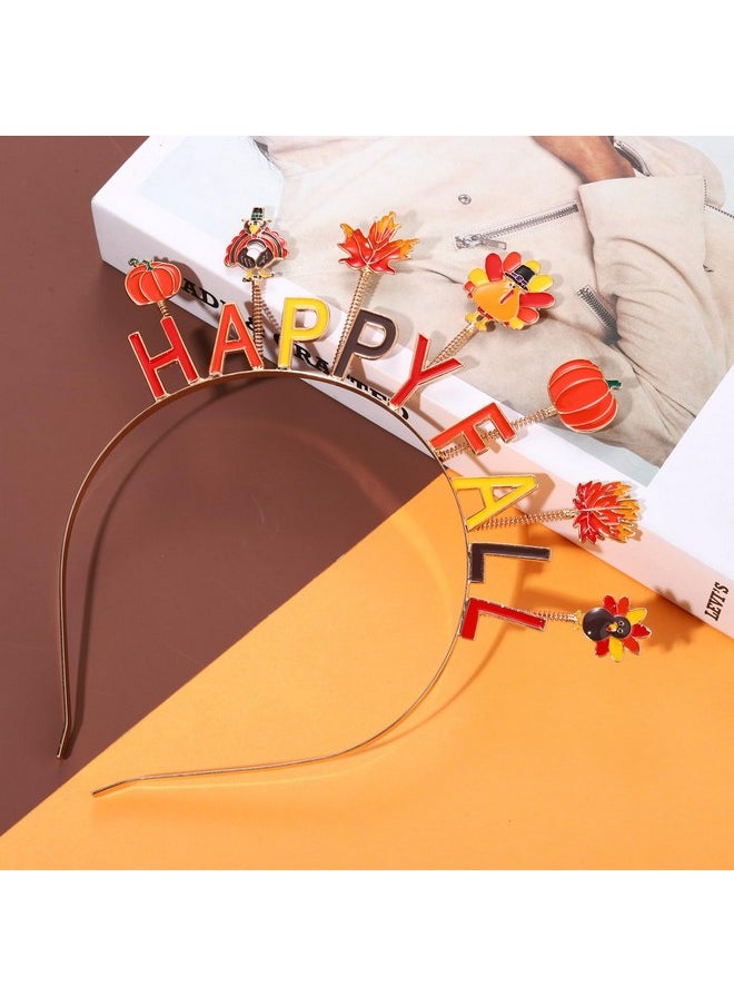 PHALIN - Thanksgiving Fall Headbands Enamel Pumpkin Maple Leaf Turkey Hairbands For Women Autumn Costume Party Hair Accessory Gifts (Happy Fall) - Image 1