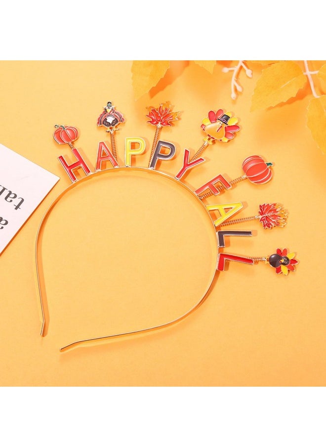 PHALIN - Thanksgiving Fall Headbands Enamel Pumpkin Maple Leaf Turkey Hairbands For Women Autumn Costume Party Hair Accessory Gifts (Happy Fall) - Image 1