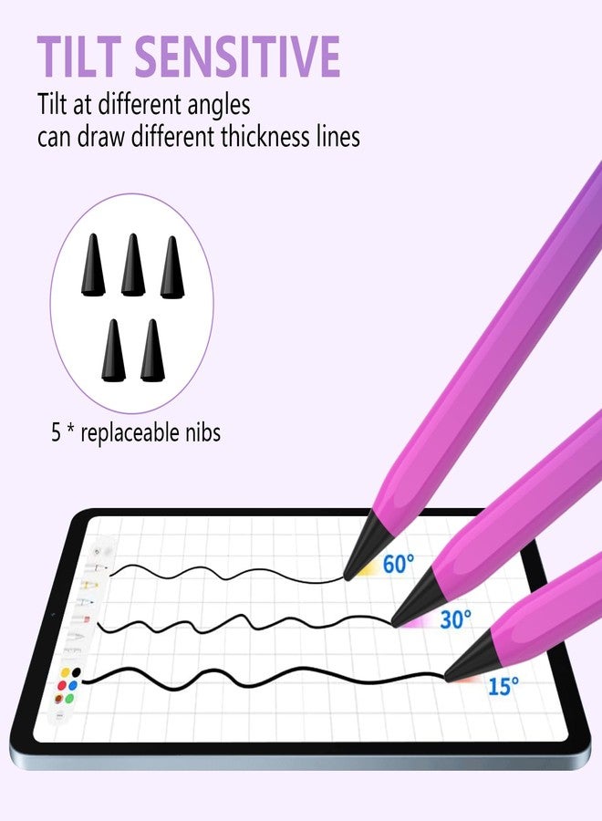 COO Stylus Pen for iPad 2018-2023 with Palm Rejection, Active Pencil for iPads 10th/9th/8th/7th/6th Gen, for iPad Pro 11/12.9 inch, for iPad Air 5th/4th/3th, for iPad mini 6th/5th Gen(Purple Rose Red) - Image 2