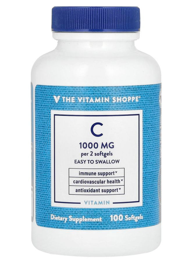 The Vitamin Shoppe Vitamin C 1000 mg 100 Softgels (500 mg per Softgel) 