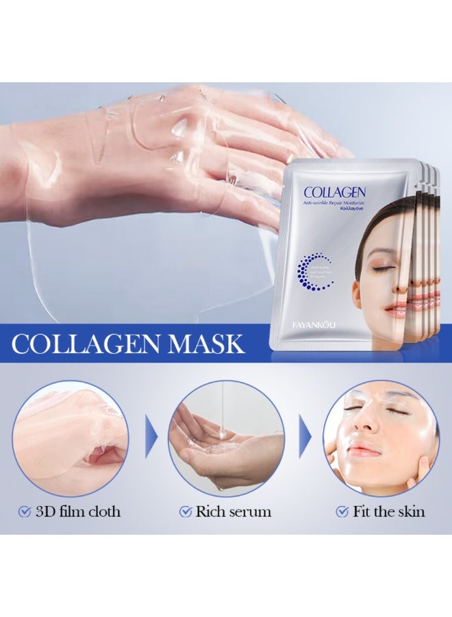 FAYANKOU 10Pcs Collagen Anti-Wrinkle Repair Moisturizing Facial Mask Anti Aging Hydrating Collagen Essential Face Mask Instant Lifting And Firming Anti-Aging Face Sheet Masks Skincare Facial Mask 10x25G - Image 5