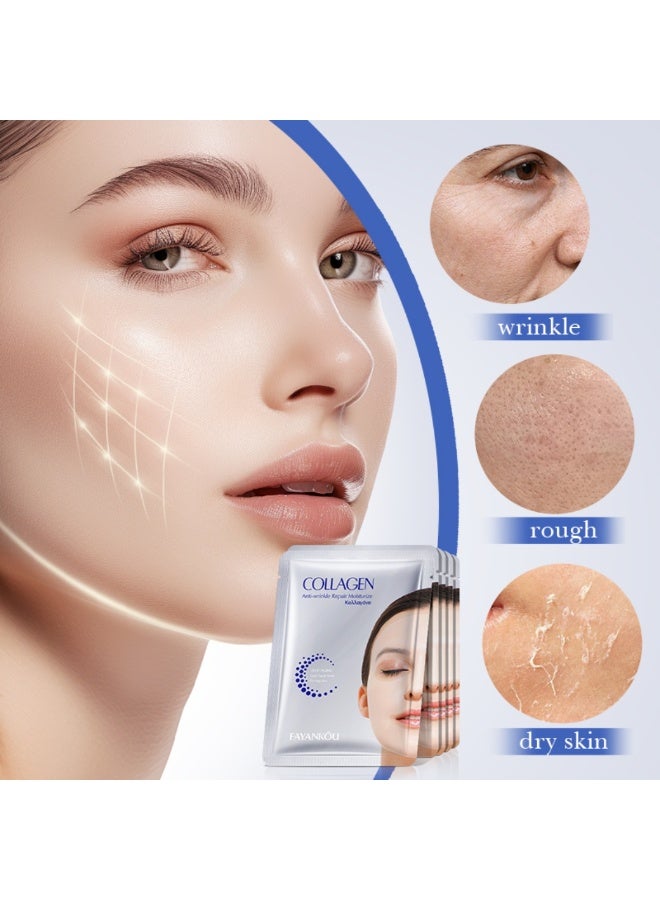 FAYANKOU 10Pcs Collagen Anti-Wrinkle Repair Moisturizing Facial Mask Anti Aging Hydrating Collagen Essential Face Mask Instant Lifting And Firming Anti-Aging Face Sheet Masks Skincare Facial Mask 10x25G - Image 2