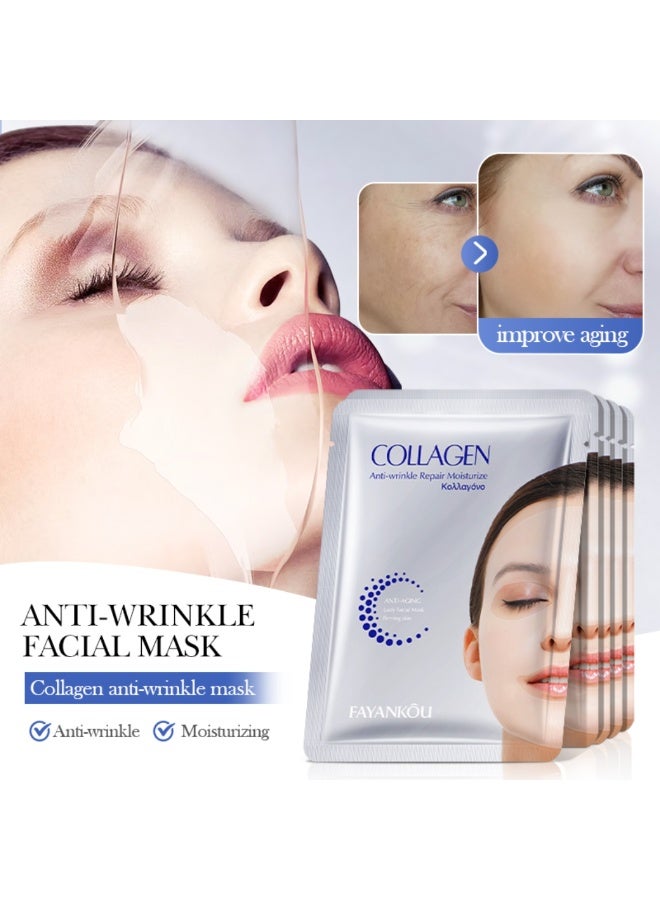 FAYANKOU 10Pcs Collagen Anti-Wrinkle Repair Moisturizing Facial Mask Anti Aging Hydrating Collagen Essential Face Mask Instant Lifting And Firming Anti-Aging Face Sheet Masks Skincare Facial Mask 10x25G - Image 4