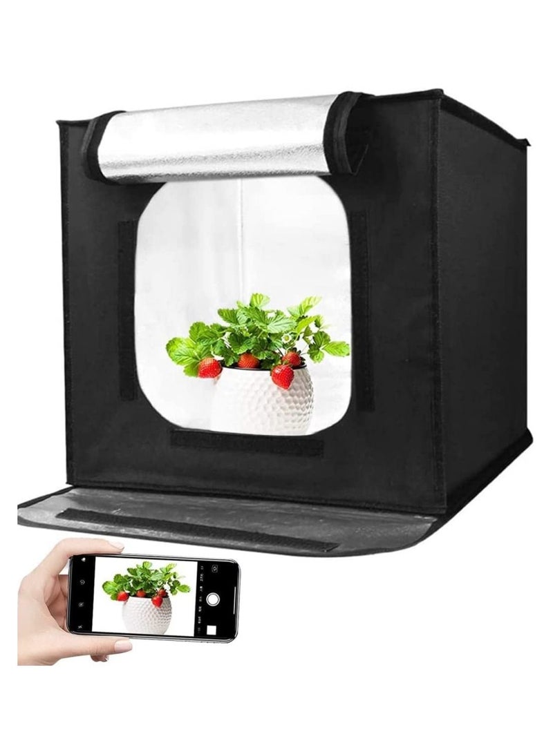 Mini Photo Studio Light Box Photo Shooting Tent kit Portable Folding Photography Light Tent with LED Light & Color Backgrounds for Small Size Products (Black) - Image 1