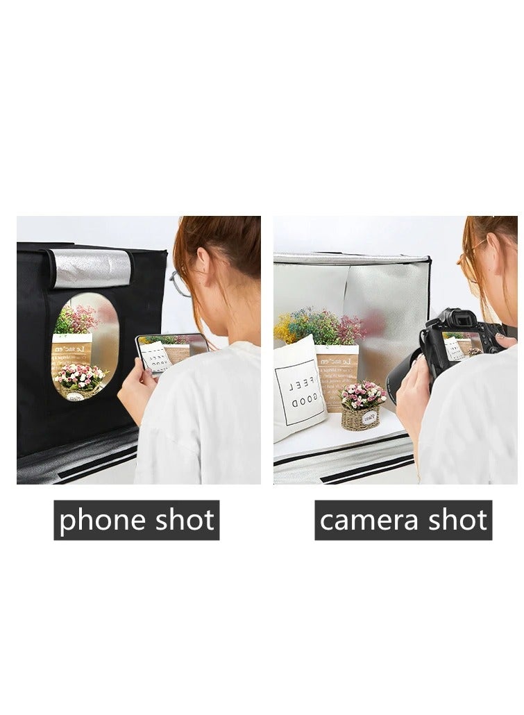 Mini Photo Studio Light Box Photo Shooting Tent kit Portable Folding Photography Light Tent with LED Light & Color Backgrounds for Small Size Products (Black) - Image 3