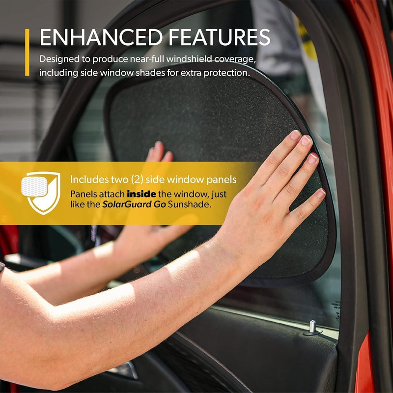 FrostGuard SolarGuard Go Interior Sunshade for Car Windshield, Medium - Reflective Car Shades for Windshield, Blocks Damaging UV Rays - Includes 2 Side Window Shades and Storage Pouch - Silver - Image 4