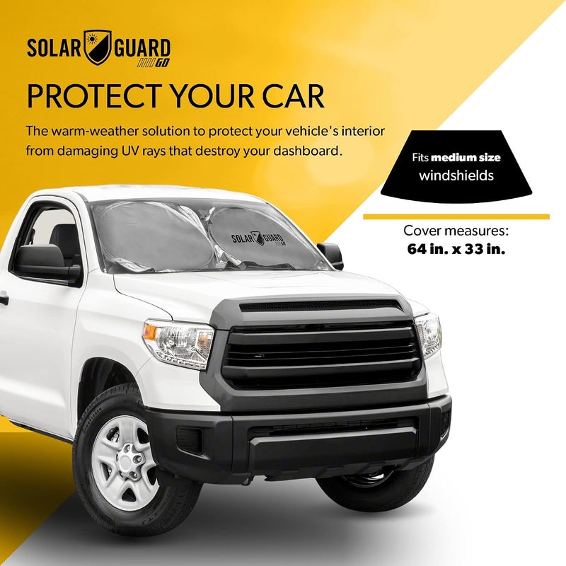 FrostGuard SolarGuard Go Interior Sunshade for Car Windshield, Medium - Reflective Car Shades for Windshield, Blocks Damaging UV Rays - Includes 2 Side Window Shades and Storage Pouch - Silver - Image 2