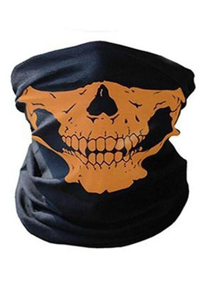 Skull Printed Bandana Black Orange Durable Cotton Fabric Unisex Head Scarf Face Mask for Daily Use Outdoor Activities and Casual Wear