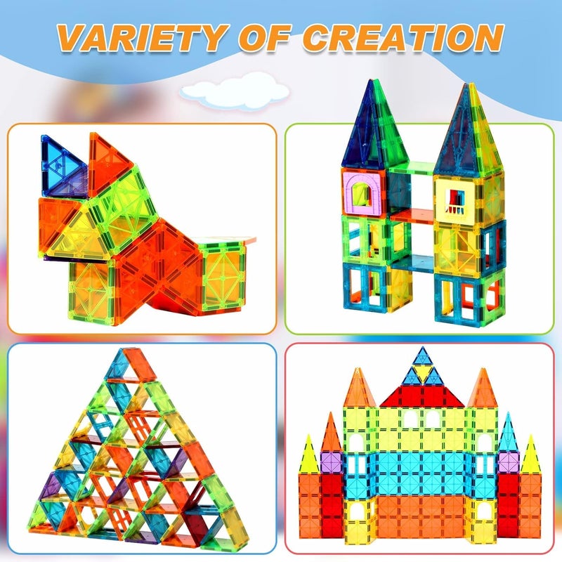 OugerToy 32-Pack Magnetic Tilesâ€“Rainbow Builder Set, 2.95in STEM Construction Kit with Transparent Windows, Expand Creative Play for Kids - Image 3