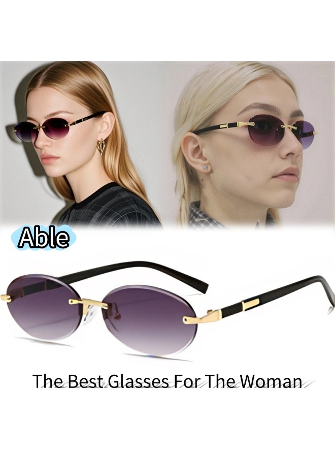 ABLE 【2025New Glasses】Women's polarized oval fashion sunglasses - UV400 UV protection, high-definition anti-glare, black gold frame - suitable for fishing/shopping/driving/traveling/parties, fashionable facial accessories, popular online item - Image 1