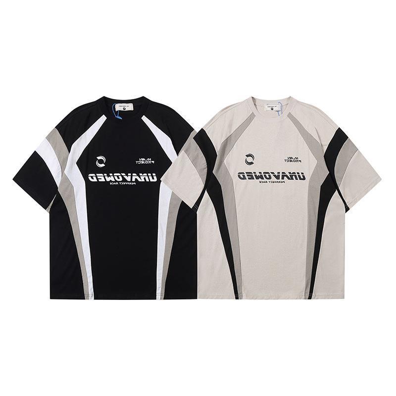 Tkpa American Street City Boy Vintage Contrast Color Stitching Short Sleeve T-Shirt Oversize Sports Half Sleeve Jersey - Image 4