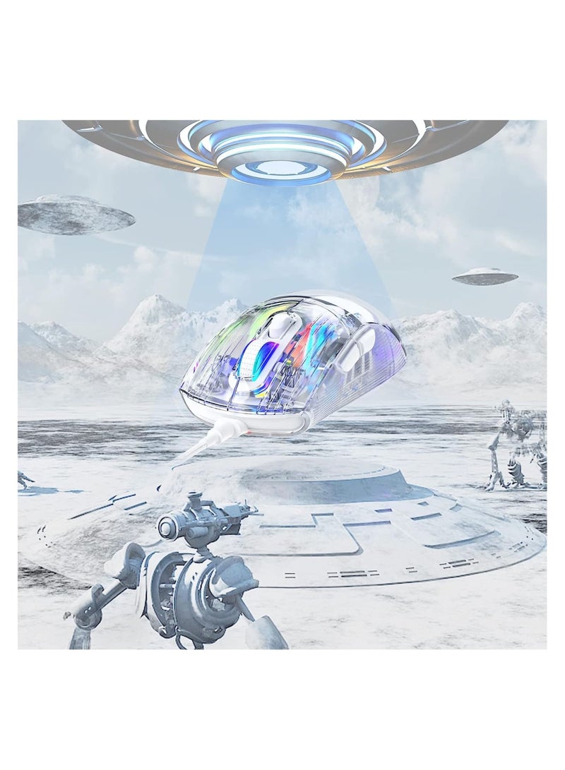 Zikra Clear Wired USB Gaming Mouse, Transparent Shell Computer Mice with 12800 Max DPI, 3D RGB Backlit, High Precision (White) - Image 5