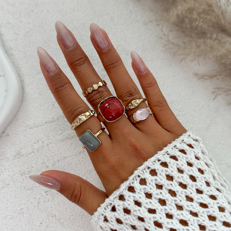 SHIXIN European and American Cross-Border Fashion Accessories: Elegant Acrylic Ring with Irregular Alloy Design - Image 1