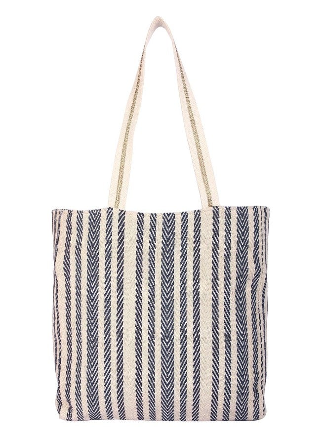 VASA Lemon straw raffia embroidery tote bag in 100% cotton sustainable Indian handloom herringbone jacquard fabric - Image 4