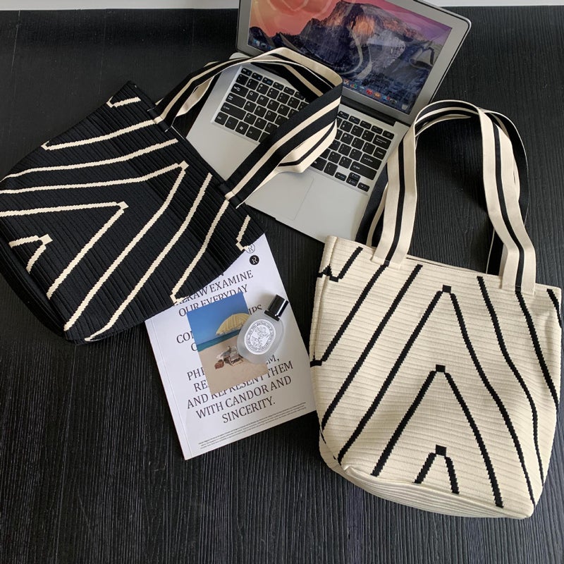 Large-Capacity Korean Version Versatile Shoulder Bag Women'S Handbag Knitted Bag Shopping Bag Mom Walking Baby Fashion Mommy Bag Trendy - Image 5