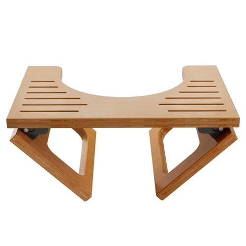 AmazerBath 85 Inches Bamboo Toilet Stool Squat for Adults Foldable Squatting Potty Stool for Bathroom Foot Poop Step Stool with NonSlip Strip No Assembly Required Dark Wood Color