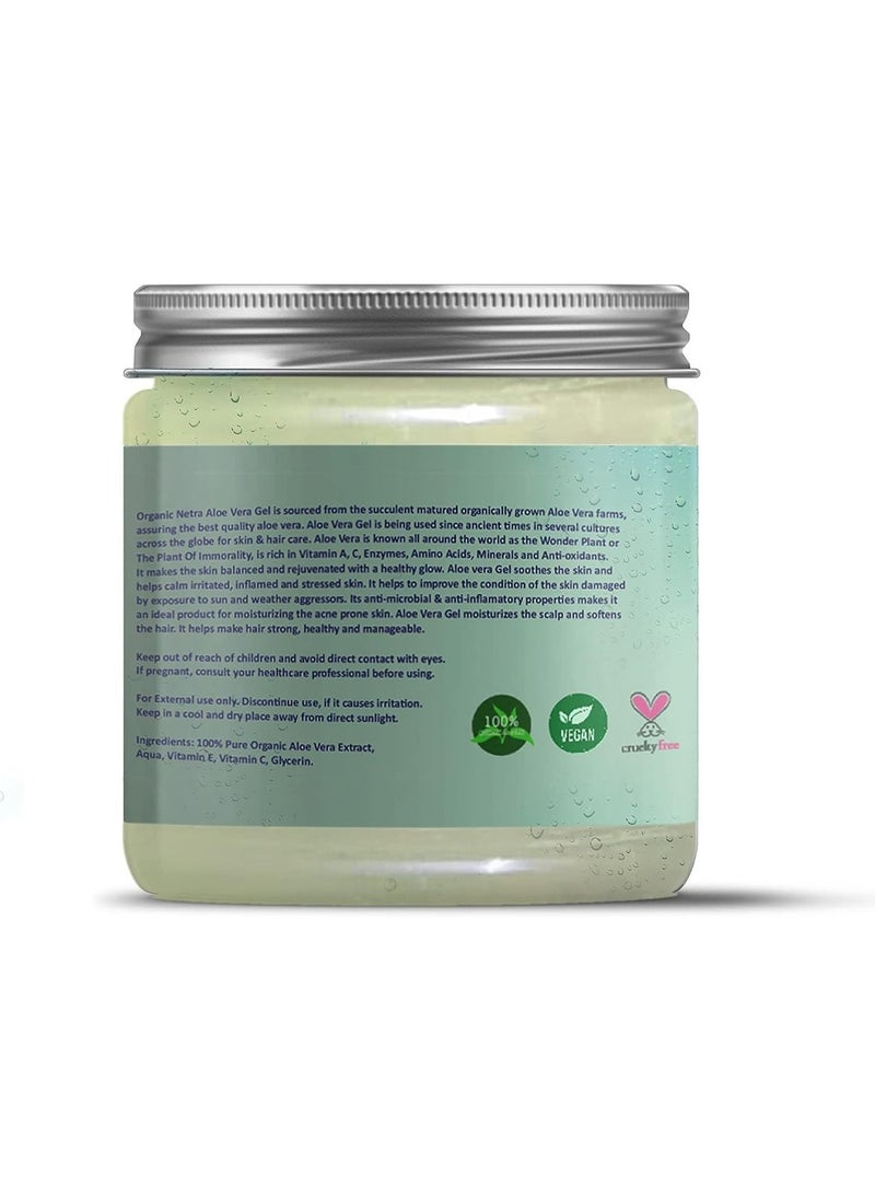 Organic Netra Organic Netra® Pure Aloe Vera Gel With Vitamin C & E | Cold Pressed | For Skin Face Hair | Paraben Free | Sulphate Free 200 gm  - Image 2