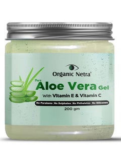 Organic Netra Organic Netra® Pure Aloe Vera Gel With Vitamin C & E | Cold Pressed | For Skin Face Hair | Paraben Free | Sulphate Free 200 gm  - Image 1