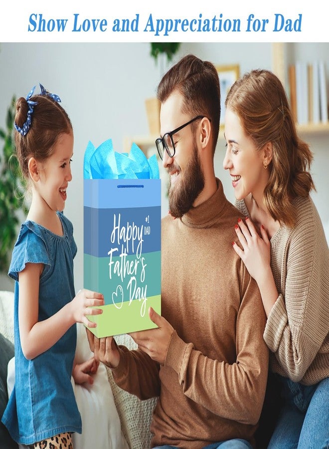 WhatSign Fathers Day Gift Bag - 11.5" Medium Happy Fathers Day Paper Gifts Bag with Tissue Paper and Handle Gift Bags for Dad Stepdad Grandfather Husband - Image 2