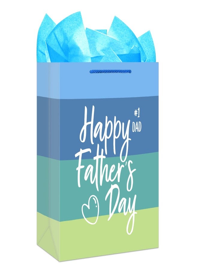 WhatSign Fathers Day Gift Bag - 11.5" Medium Happy Fathers Day Paper Gifts Bag with Tissue Paper and Handle Gift Bags for Dad Stepdad Grandfather Husband - Image 1