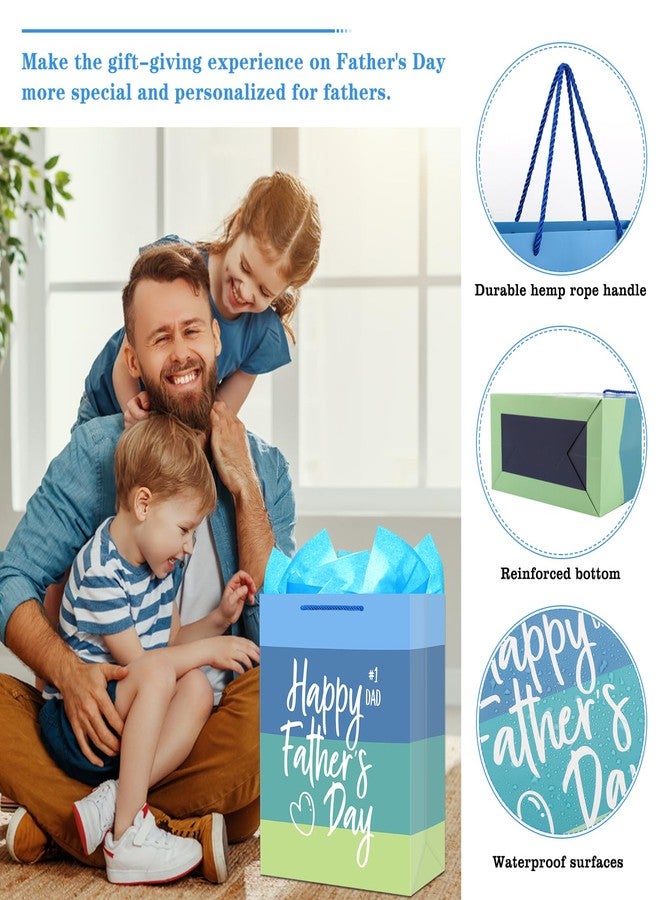 WhatSign Fathers Day Gift Bag - 11.5" Medium Happy Fathers Day Paper Gifts Bag with Tissue Paper and Handle Gift Bags for Dad Stepdad Grandfather Husband - Image 5