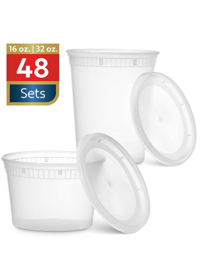 مونفيكس عبوة من 48 حاوية بلاستيكية للأطعمة الجاهزة مع أغطية (16 حاوية، 32 أونصة، 24 حاوية لكل حاوية) - حاويات تخزين طعام مع أغطية - حاويات شفافة للاستخدام مرة واحدة لإعداد الوجبات، خالية من مادة BPA، قابلة للتكديس، مانعة للتسرب، آمنة للاستخدام في الميكروويف والفريزر - Image 2