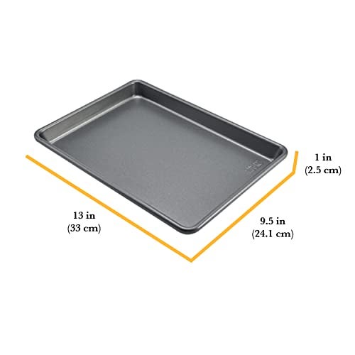 Chicago Metallic Commercial II Non-Stick Small Cookie/Baking Sheet. Perfect for making jelly rolls, cookies, pastries, one-pan meals, and more,12.25 by 8.75, Gray - Image 2