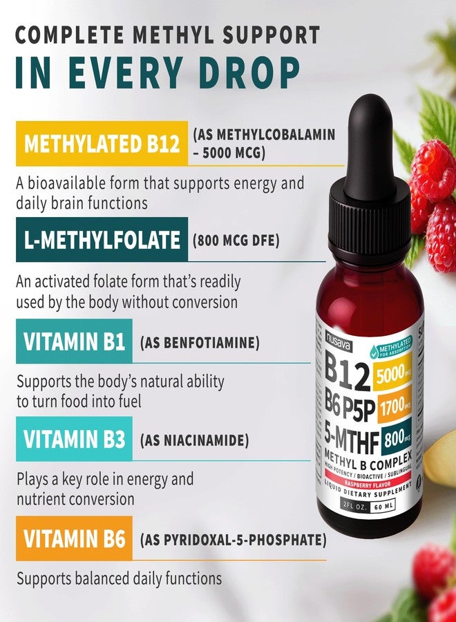 NUSAVA Methylated B Complex Liquid Drops, Raspberry, Pack of 2 - Image 3