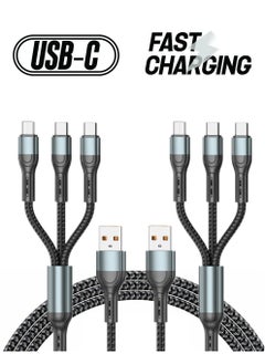 2-Pack Charger Cable for Type-C, Micro USB and IP Smartphones, 3-in-1 Super Fast USB Charging Cord Compatible with Game Controllers and Airpods, 4ft