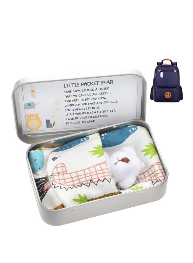 A Little Pocket Bear in a Tin Box, Hug Teddy Bear, Mini Animal Pocket Hug Bear, Fuzzy Mini Teddy Bears, for Valentines, Graduation, Birthday, Wedding (White) - Image 1