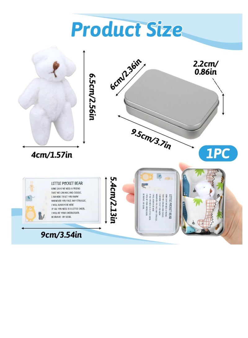 A Little Pocket Bear in a Tin Box, Hug Teddy Bear, Mini Animal Pocket Hug Bear, Fuzzy Mini Teddy Bears, for Valentines, Graduation, Birthday, Wedding (White) - Image 5