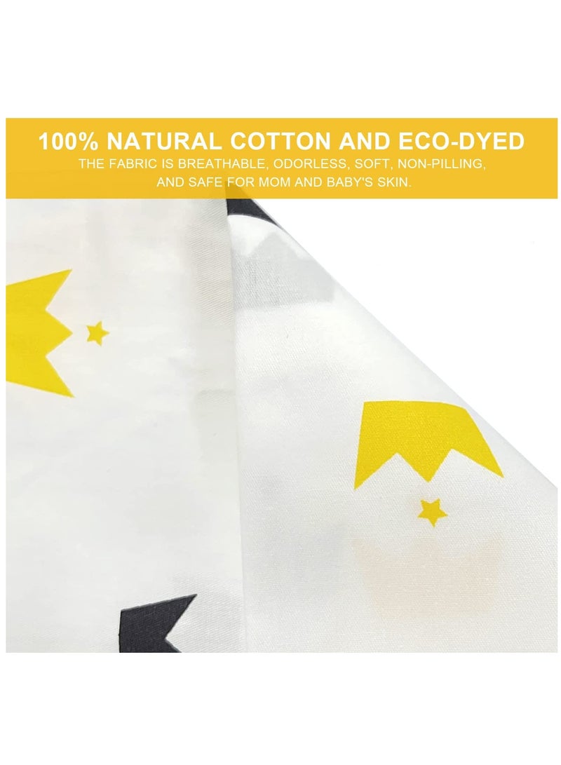 SYOSI Baby Nursing Cover, 100% Cotton Breathable Apron with Adjustable Straps, Full Coverage Privacy Care 2 Pcs Washable Pads  - Image 3
