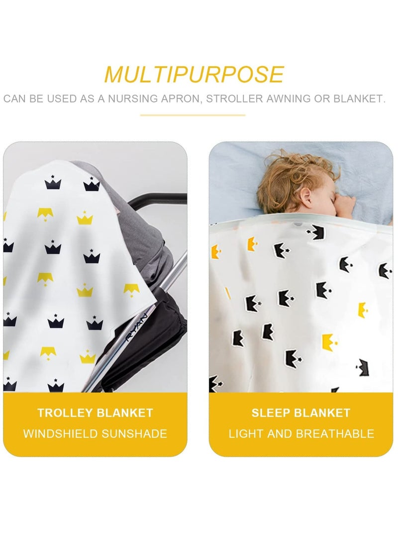 SYOSI Baby Nursing Cover, 100% Cotton Breathable Apron with Adjustable Straps, Full Coverage Privacy Care 2 Pcs Washable Pads  - Image 4