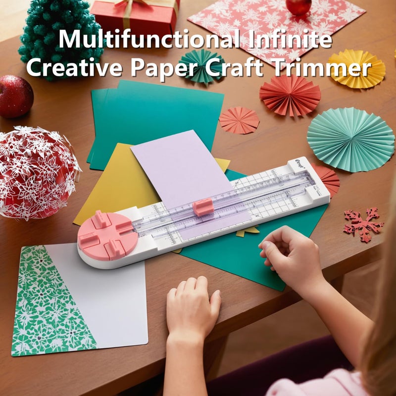 Ecraft Pink Paper Cutter 4-in-1 Paper Trimmer Multi-Function Scrapbooking Tool with Straight, Wave, Perforated & Creasing Blades for Craft Paper,Cardstock, Coupon, Label, Photo,Postcard - Image 2