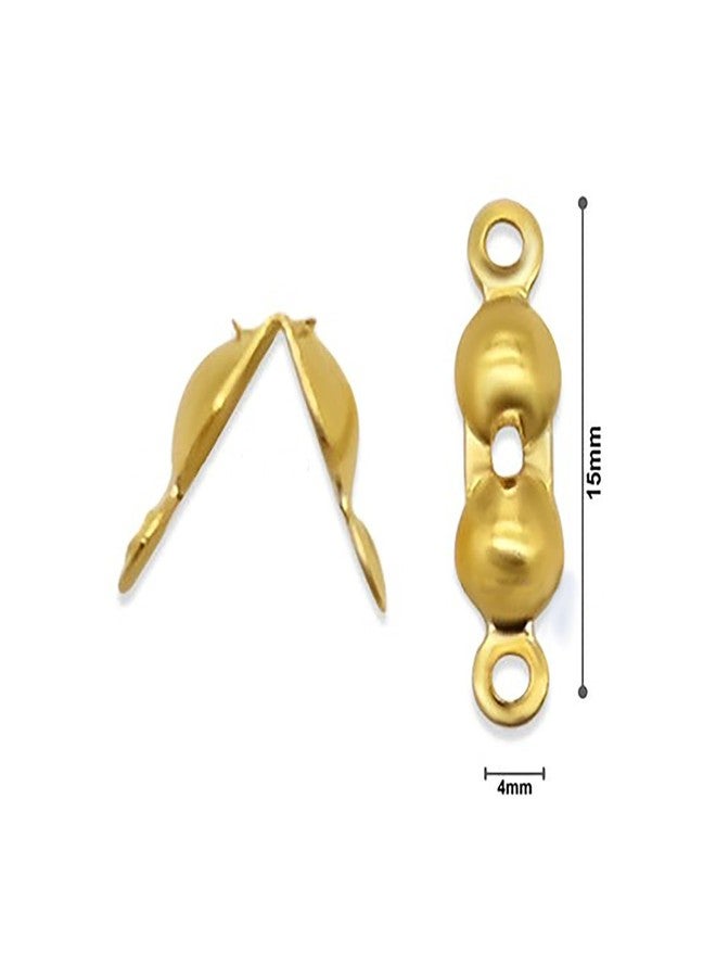 SATRA TRADERS Golden Beads Tips Knot Covers Clamshell Metal Open Bead Tips Knot Covers Bead Tip Cord Ends for DIY Bracelet Necklace Jewelry Making Accessory | Size : 6mm | 100g - Image 2