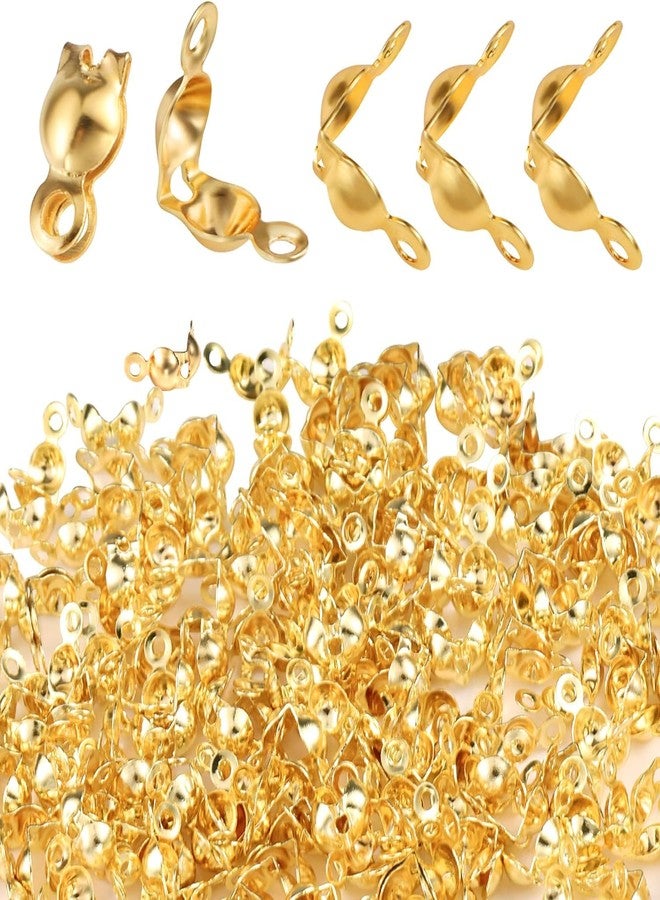 SATRA TRADERS Golden Beads Tips Knot Covers Clamshell Metal Open Bead Tips Knot Covers Bead Tip Cord Ends for DIY Bracelet Necklace Jewelry Making Accessory | Size : 6mm | 100g - Image 4