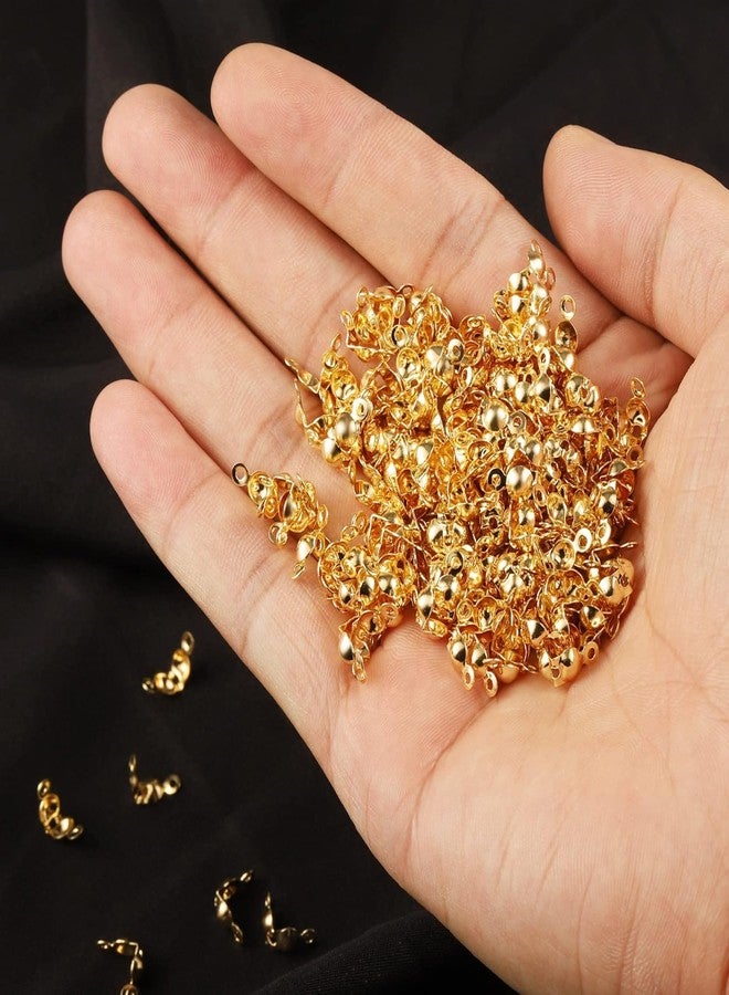 SATRA TRADERS Golden Beads Tips Knot Covers Clamshell Metal Open Bead Tips Knot Covers Bead Tip Cord Ends for DIY Bracelet Necklace Jewelry Making Accessory | Size : 6mm | 100g - Image 5