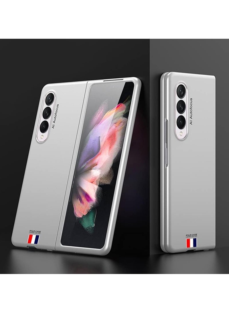 GOLDEN MASK GOLDEN MASK For Samsung Galaxy Z Fold 4 Case Ultra Thin With Line- (Silver With Short line) 