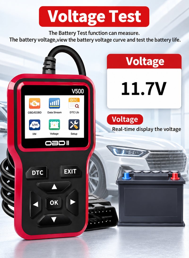 Jourvent OBD2 Scanner Diagnostic Tool - Check Engine Light Code Scanner Tool with Reset, DTC, Data Stream, I/M Readiness, Car & Truck Scan Tool for All Vehicles - Image 5