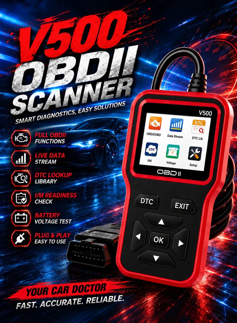 Jourvent OBD2 Scanner Diagnostic Tool - Check Engine Light Code Scanner Tool with Reset, DTC, Data Stream, I/M Readiness, Car & Truck Scan Tool for All Vehicles - Image 2