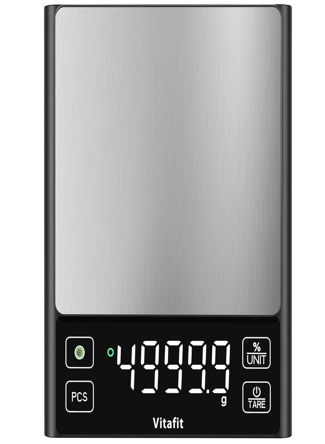 Vitafit 11lb Food Scale, High Accuracy 0.0001lb by Our Professional Factory Since 2001, Digital Kitchen Scale with% Percentage Function for Cooking,Baking&Coffee, Stainless Steel,Big LED, Black - Image 1