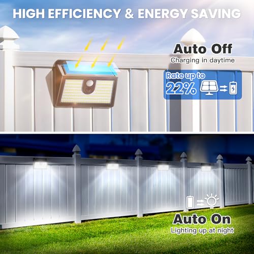 CLAONER 10 Packs Solar Motion Sensor Outdoor Lights Super Bright Solar Lights Outdoor Waterproof 3 Lighting Modes Security Wall Light for Outside Walking Dog Fence Backyard Deck Garden Door Step Garage - Image 3
