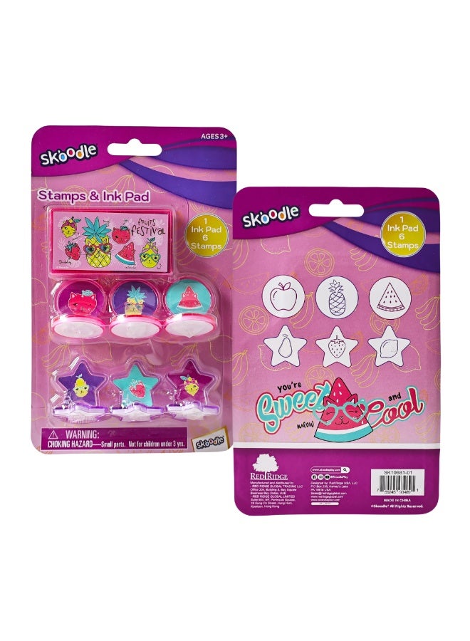 SKOODLE Stamps Kit with Ink Pad |Fruit Shape Stamp | Art & Craft Activity Stamp | Educational Toys for kids  | Age 3+ - Image 2