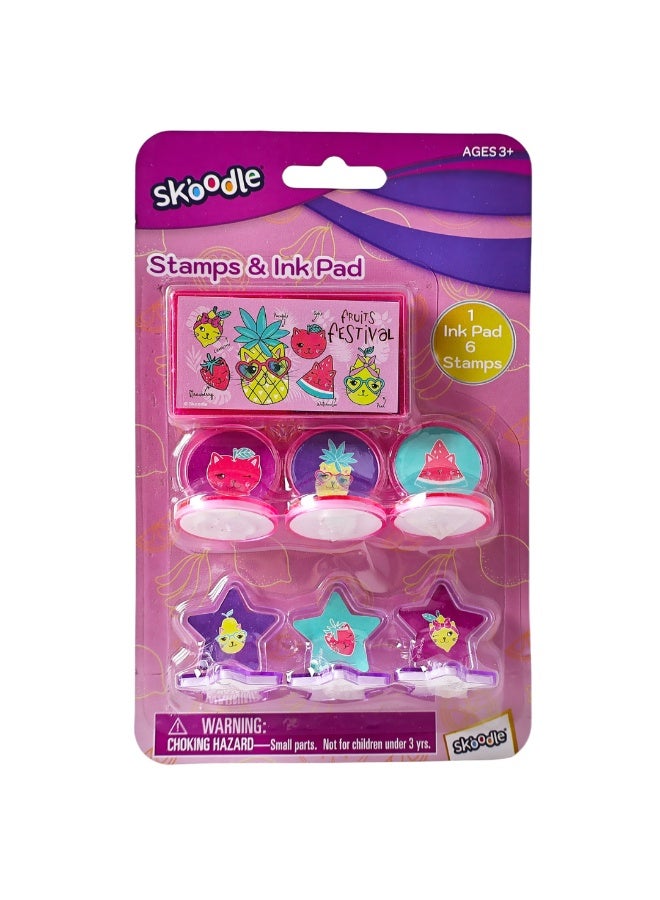 SKOODLE Stamps Kit with Ink Pad |Fruit Shape Stamp | Art & Craft Activity Stamp | Educational Toys for kids  | Age 3+ - Image 1