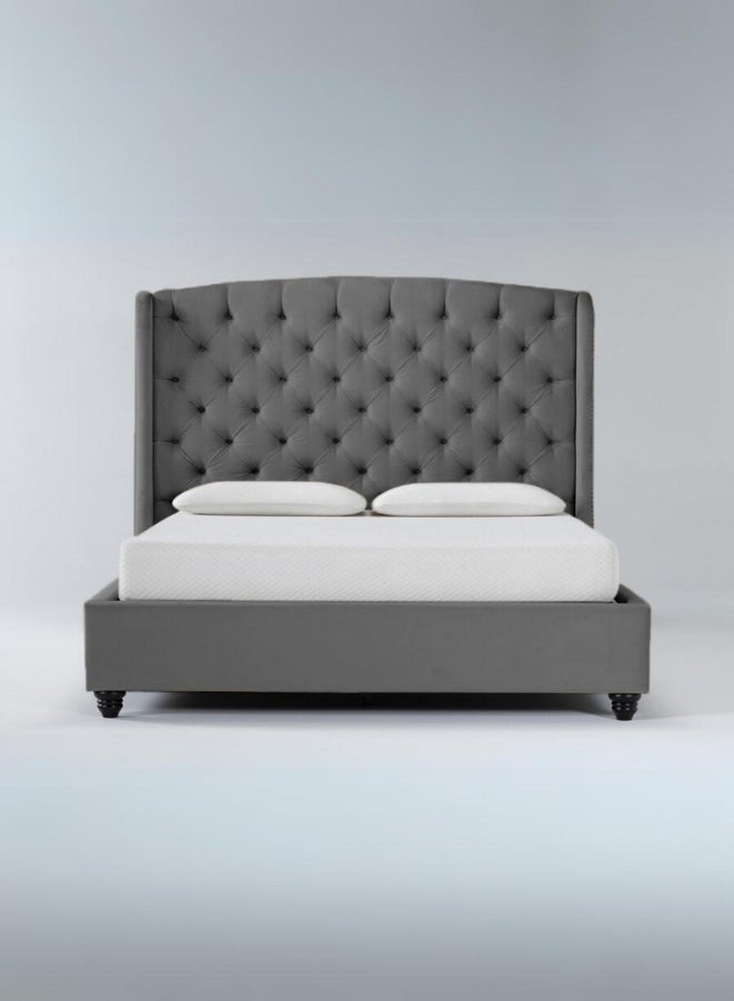Bed and Mattress Zone Ottoman Tufted Upholstered Bed 200x200 Super King Size Grey Color