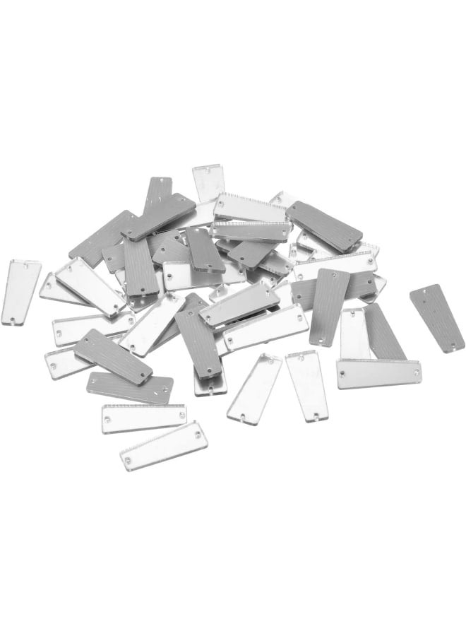 50pcs Sew on Acrylic Irregular Mirror Piece DIY Mirrored Rhinestones Mirror Beads for Evening Dresses Cloth Garment Silver 27x11mm  - Image 1
