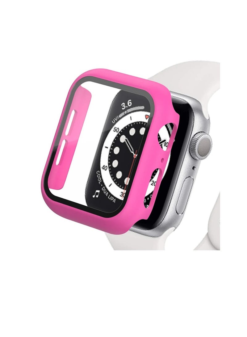 Hard Case Designed for Apple Watch Series 9/8/7 45mm, Built-in 9H [HD Clear] Tempered Glass Screen Protector, [Full Protection] Slim Cover for iWatchSeries 9/8/7 45mm