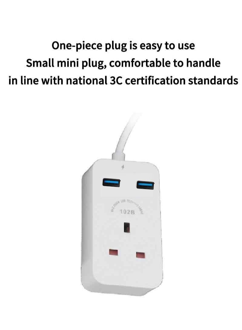 فلاش هوك شريط طاقة قابل لإعادة الشحن مزود بمنافذ USB و Type-C للشحن السريع، بطول 1.8 متر، لون أبيض - Image 2