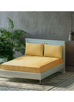 Trance Home Linen Trance Home Linen 300 TC Pure 100% Cotton | Soft Skin Safe | Breathable King Size Flat Bedsheets | All Season Soft Fabric | Double Bedsheet Set with 2 Pillow Covers (108x108 Inches Gold)  - Image 1