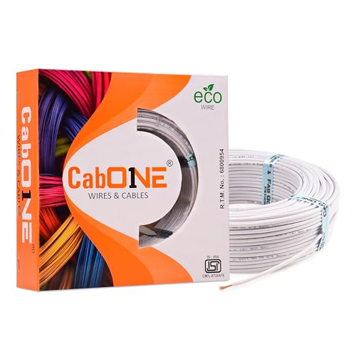CabONE Lite 0.75 Sq mm Electrical Wire - 90m Blue Single Core CCA Copper Wire | Fire Retardant PVC Insulation for Domestic Wiring White - Image 1